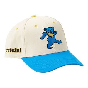 Grateful Dead Snapback Hat Ivory Blue Big Bear Cap Rare